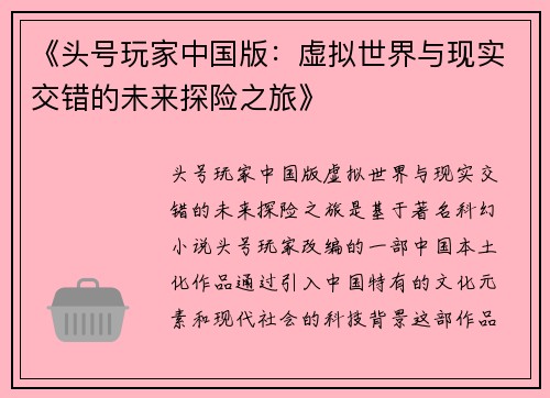 《头号玩家中国版：虚拟世界与现实交错的未来探险之旅》